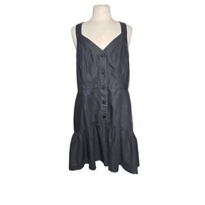 TED BAKER London Women’s Washed Black Linen Blend Tiered Mini Dress